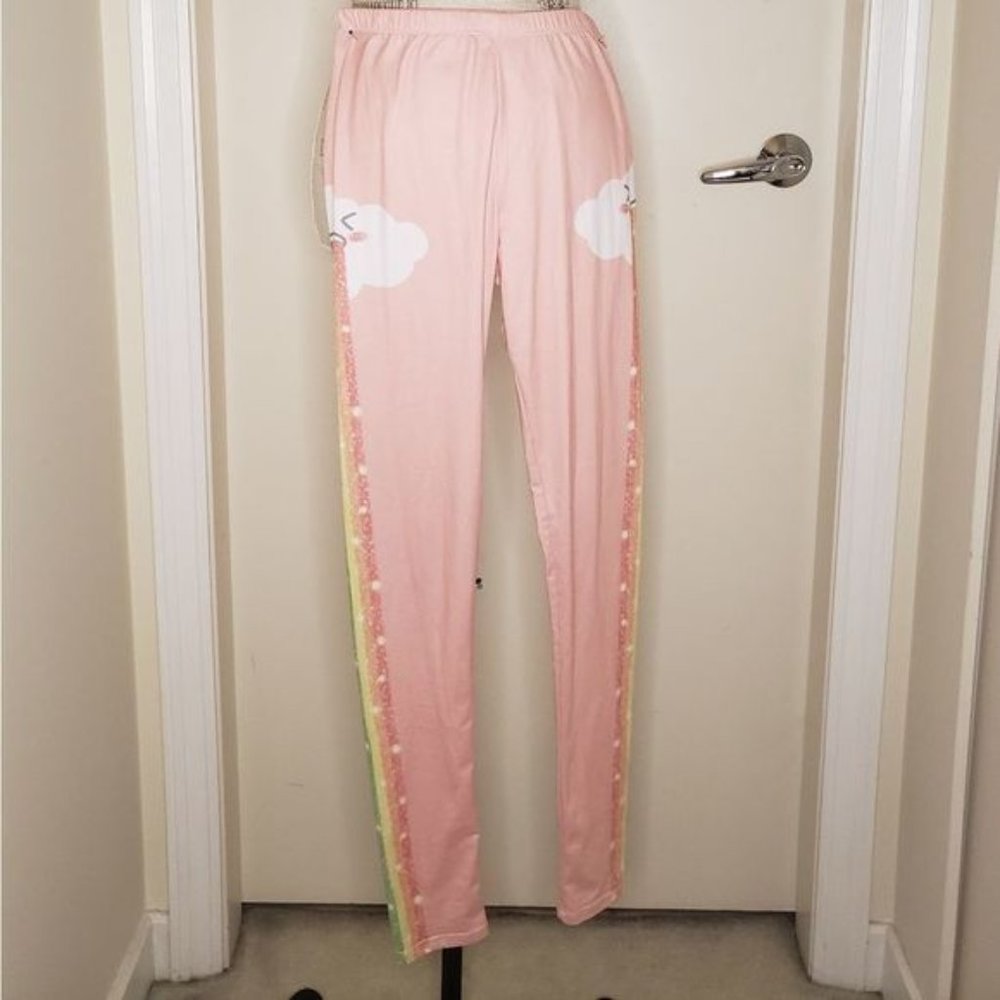 pink?cloud rainbow leggings